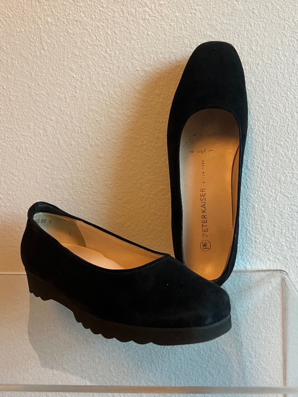 Peter Kaiser Black Suede Wedge Pumps Platform Comfort Office Siren Ballet Flat 8
